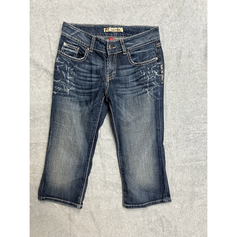 BKE Culture Harper Denim Capris Womens 28 Blue Dark Wash Stretch Cropped Jeans